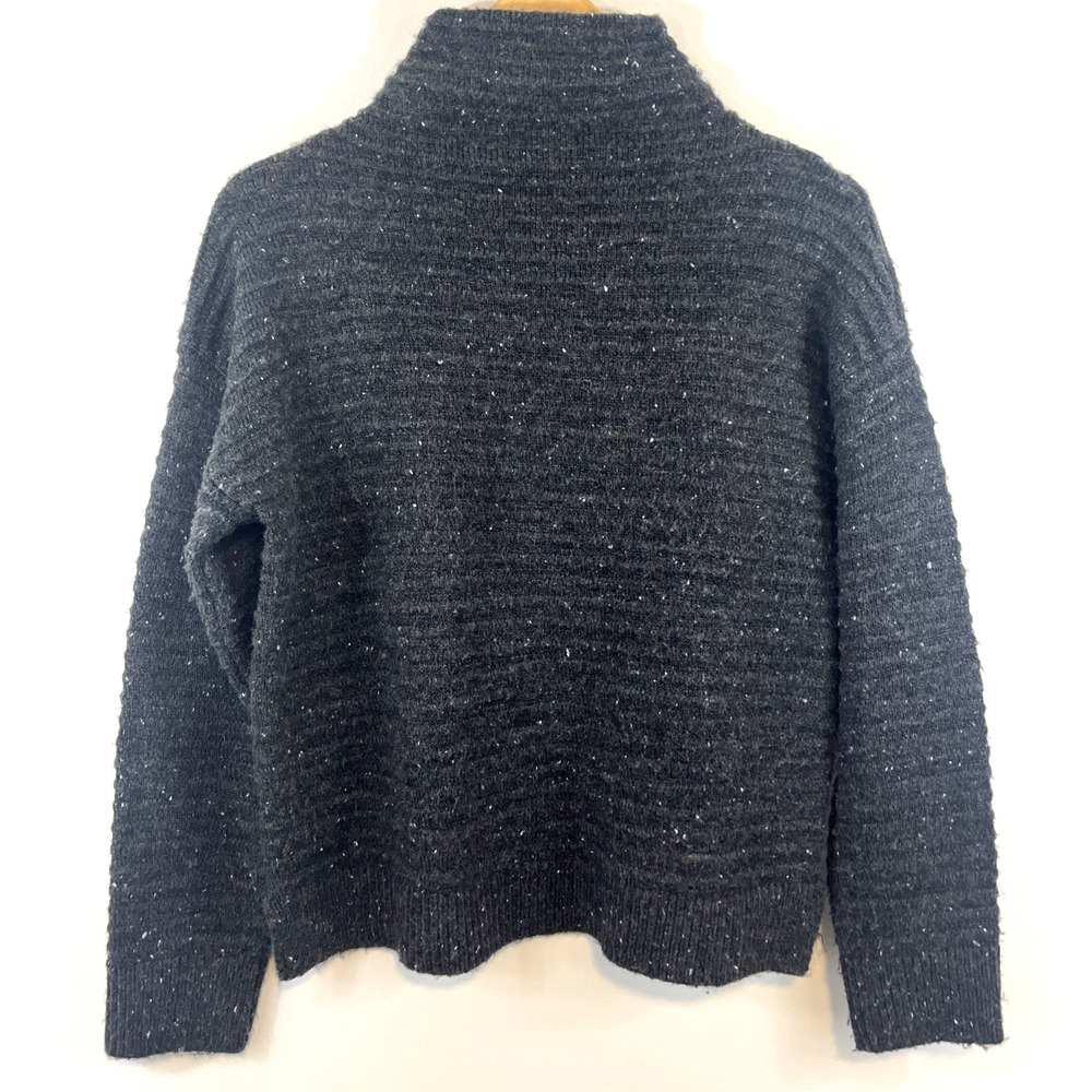 Madewell Belmont Donegal Mock Neck Sweater Medium Gray Classic Layering - Picture 4 of 10